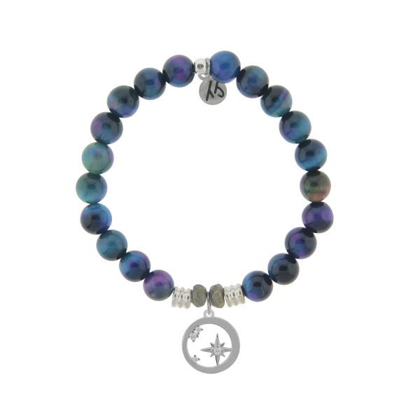 Indigo Tiger's Eye Stone Bracelet with Sterling Silver Charm Blocher Jewelers Ellwood City, PA