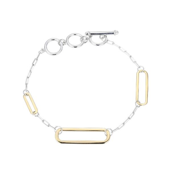 Sterling Silver Paperclip Bracelet with Yellow Paperclip Stations Blocher Jewelers Ellwood City, PA