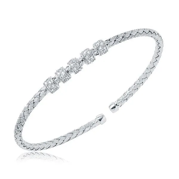 Sterling Silver Mesh Cuff with CZ Blocher Jewelers Ellwood City, PA