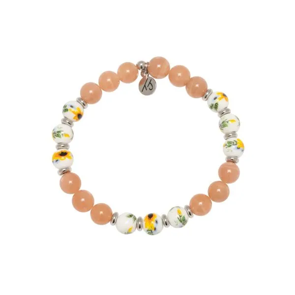 Flower Moments - Peach Moonstone and Sunflower Beads Blocher Jewelers Ellwood City, PA