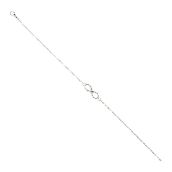 Sterling Silver Cable Chain Anklet With Infinity Middle Station Blocher Jewelers Ellwood City, PA