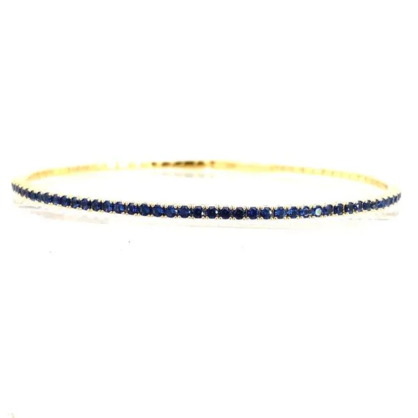 Sterling Silver Flexible 1 Row September Birthstone Tennis Bracelet, Simulated Sapphire 1.75mm, Gold Vermeil Finish Blocher Jewelers Ellwood City, PA