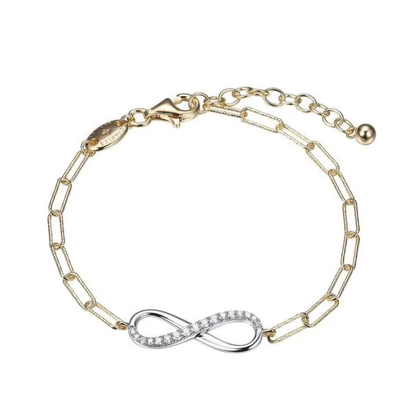 Sterling Silver Bracelet made with Diamond Cut Paperclip Chain and Reversible CZ Infinity 18K Yellow Gold Finish Blocher Jewelers Ellwood City, PA