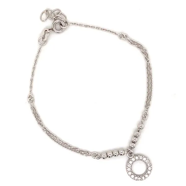 Sterling Silver Bracelet with CZ Circle Charm Blocher Jewelers Ellwood City, PA