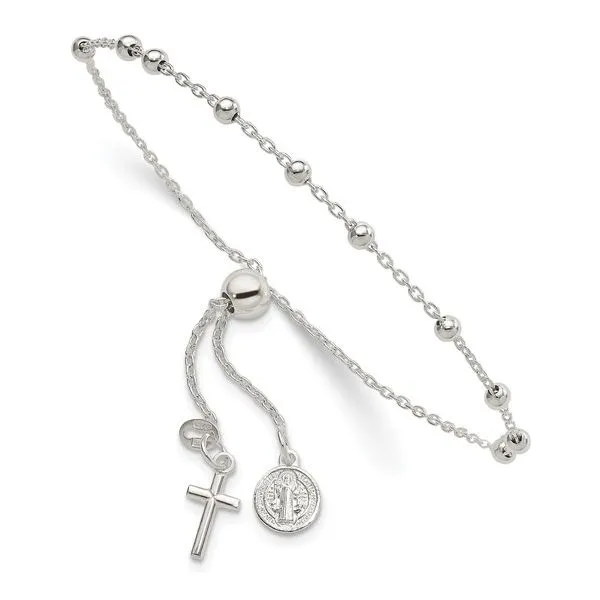 Sterling Silver St. Benedict Adjustable Rosary Bracelet Blocher Jewelers Ellwood City, PA