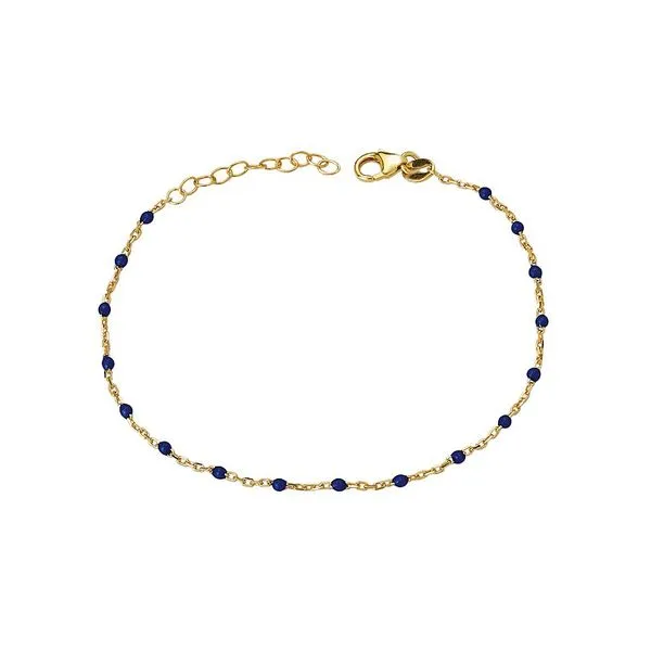 Gold-Plated Sterling Silver Lapis Station Bracelet 7