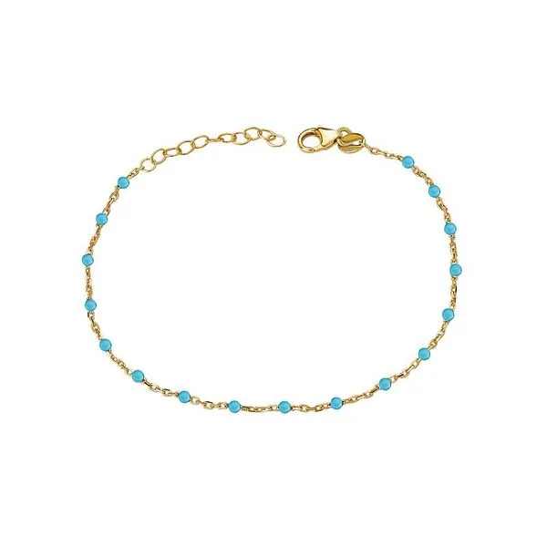 Gold-Plated Sterling Silver Turquoise Enamel Bracelet 7