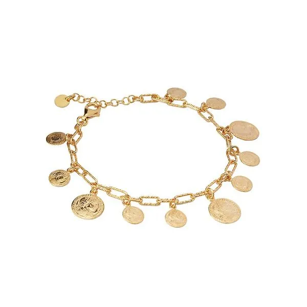 Gold-Plated Sterling Silver Coin Bracelet 7