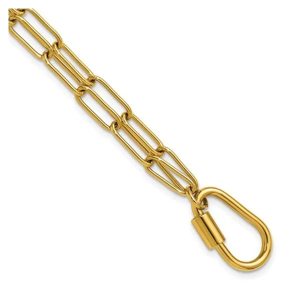 Stainless Steel Gold Plated Two Strand Paperclip Bracelet 8