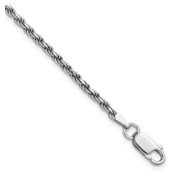 Sterling Silver Rhodium Plated Diamond Cut Rope Chain Anklet Blocher Jewelers Ellwood City, PA