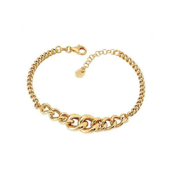 Italian Sterling Silver Curb Chain Bracelet with Gold Plating Blocher Jewelers Ellwood City, PA