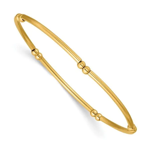 1/20 14K Gold Filled 3.0mm Beaded Tube Bracelet Stretch 6.75