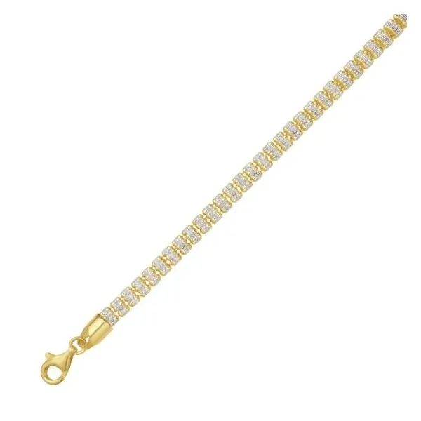 Gold Plated Fancy Ice Chain Bracelet with Pear Shaped Lobster Clasp, 8.5