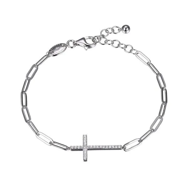 Sterling Silver Bracelet made with Paperclip Chain and CZ Cross Blocher Jewelers Ellwood City, PA