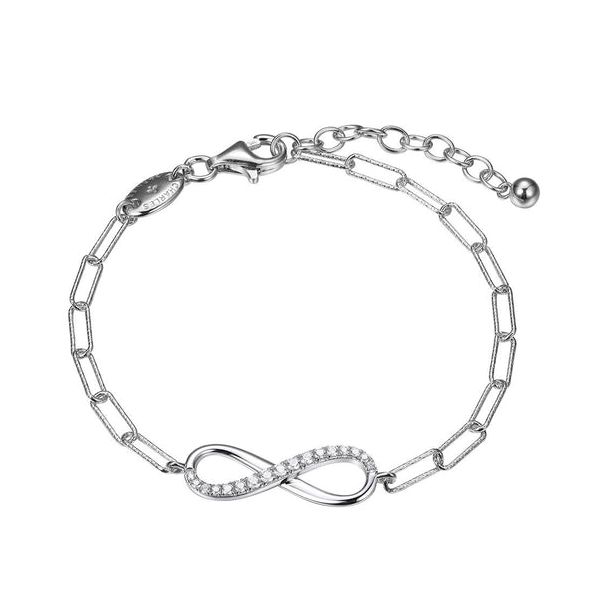 Sterling Silver Bracelet made with Diamond Cut Paperclip Chain and Reversible CZ Infinity Blocher Jewelers Ellwood City, PA