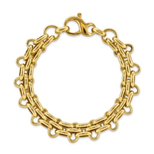 Sterling Silver Gold-Tone Polished Fancy Link Bracelet 7.5