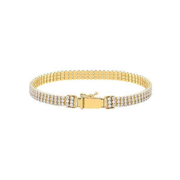 Sterling Silver GP Triple CZ Row Bracelet 7.25