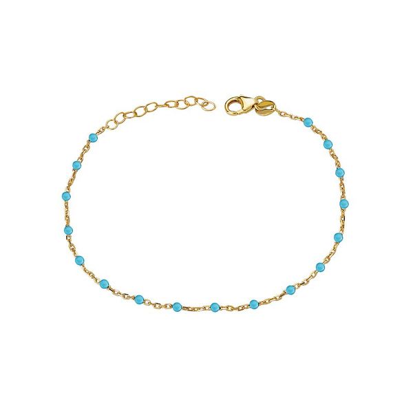 Gold-Plated Sterling Silver Turquoise Enamel Bracelet 7