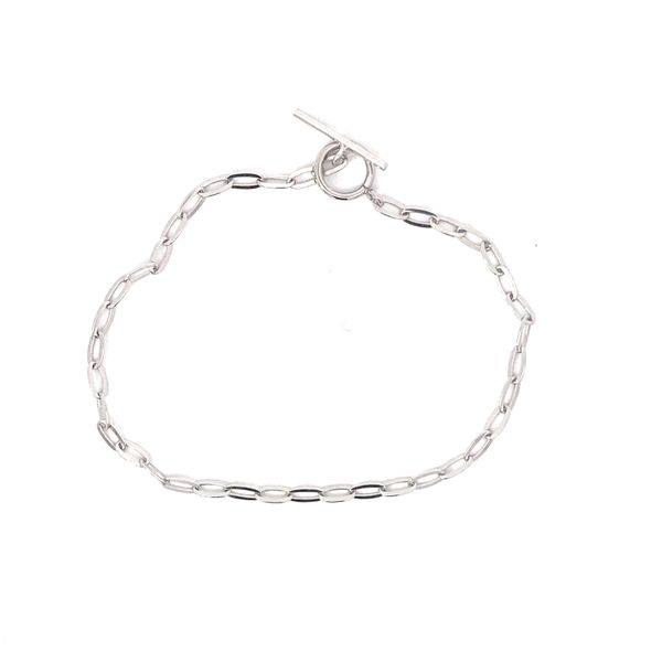Sterlling Silver  2.6mm Flattened Paperclip Toggle 7.5