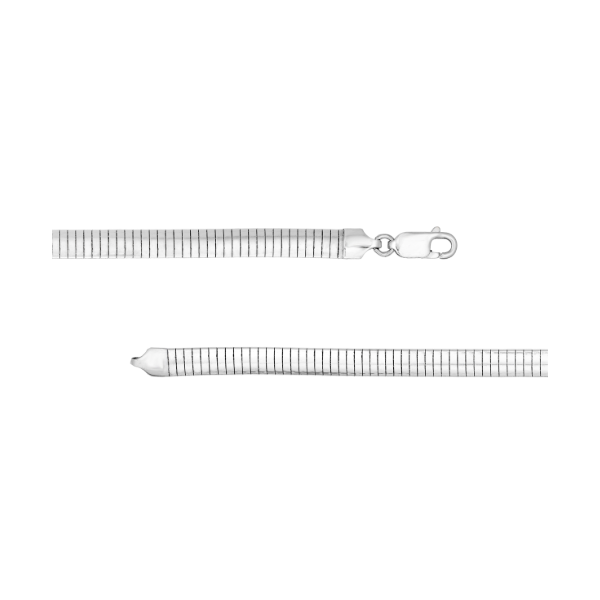 5.90mm Sterling Silver Domed Omega Bracelet 7.25