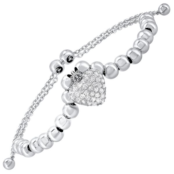 SS and CZ Heart Bolo Bracelet Blocher Jewelers Ellwood City, PA