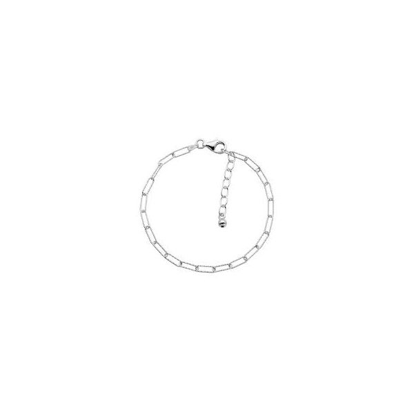 Sterling Silver Bracelet Made with Diamond Cut Paperclip Chain Blocher Jewelers Ellwood City, PA