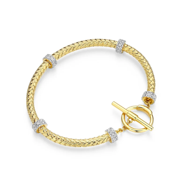 Created White Sapphire Rondelle Station Original Mesh Toggle Bracelet Blocher Jewelers Ellwood City, PA