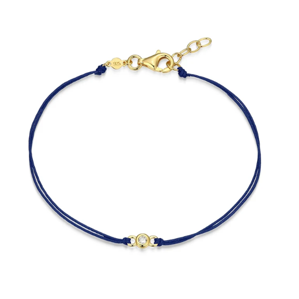 GP Navy Blue 1/20ctw Bezel-Set Lab Grown Diamond Double Silk Cord Bracelet 6.5