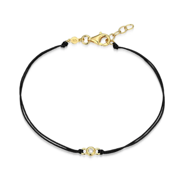 GP Black 1/20ctw Bezel-Set Lab Grown Diamond Double Silk Cord Bracelet 6.5