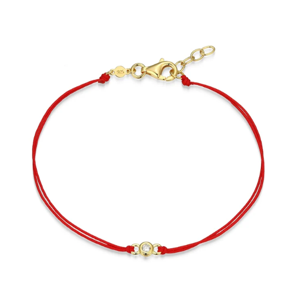 GP Red 1/20ctw Bezel-Set Lab Grown Diamond Double Silk Cord Bracelet 6.5