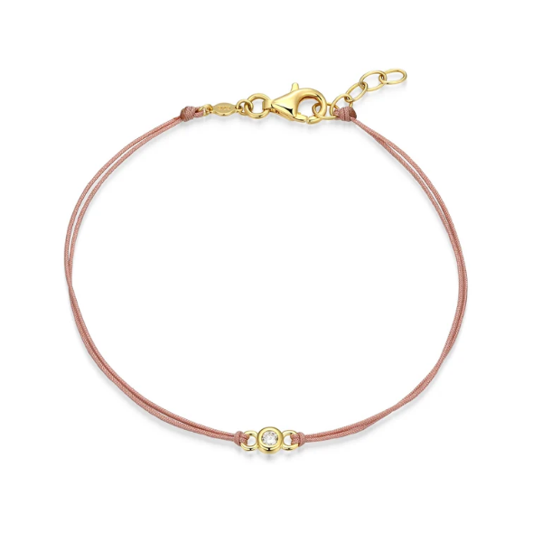 GP Lotus Pink 1/20ctw Lab Grown Diamond Bezel-Set Double Silk Cord Bracelet 6.5