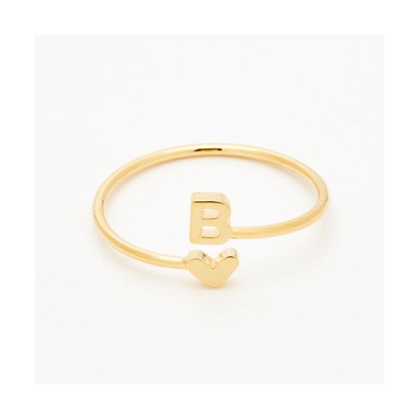 B - Gold-Plated Heart Initial Ring Blocher Jewelers Ellwood City, PA