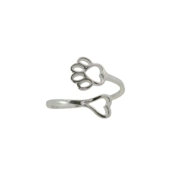 Sterling Silver Heart and Paw Print Ring Size 7 Blocher Jewelers Ellwood City, PA