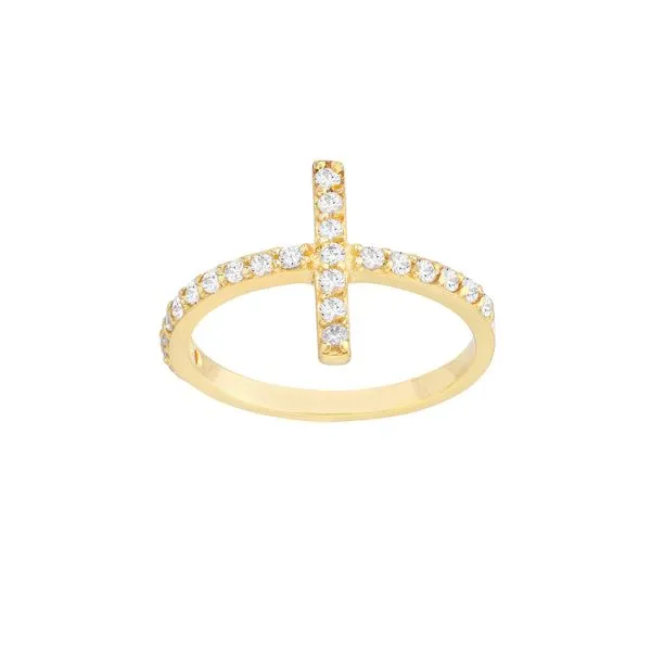 Sideways CZ Cross Ring Blocher Jewelers Ellwood City, PA