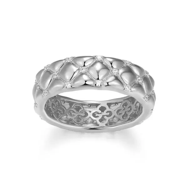 Sterling Silver Rhodium Plated Quilted CZ Ring Size 7 Blocher Jewelers Ellwood City, PA