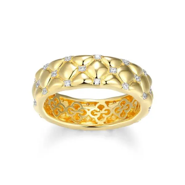 Sterling Silver Gold Plated Quilted CZ Ring Size 7 Blocher Jewelers Ellwood City, PA