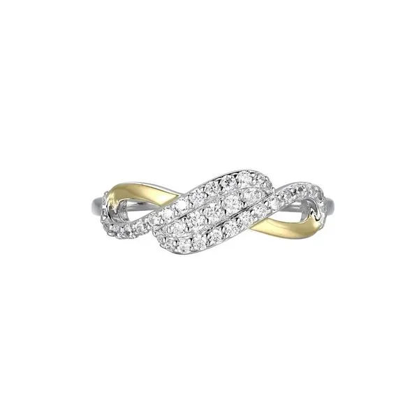 Sterling Silver Two Tone CZ Intertwining Ring Size 7 Blocher Jewelers Ellwood City, PA