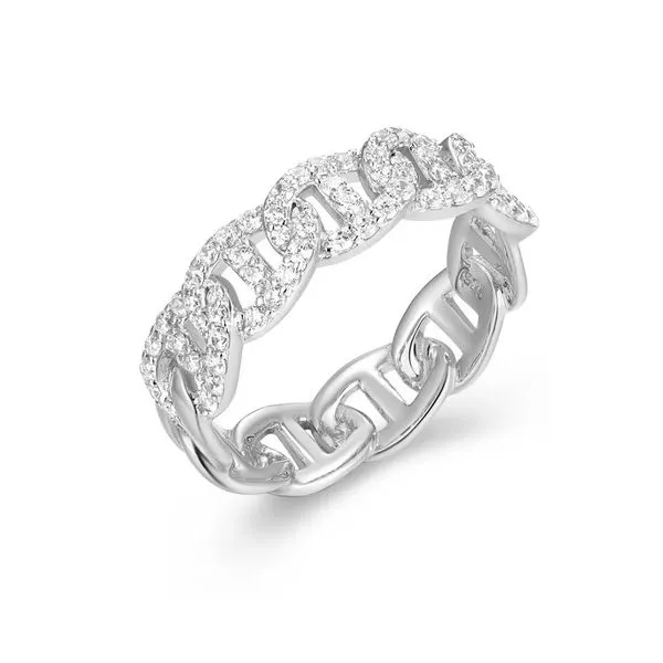 Sterling Silver CZ Mariner Pave Ring with Rhodium Finish Size 7 Blocher Jewelers Ellwood City, PA