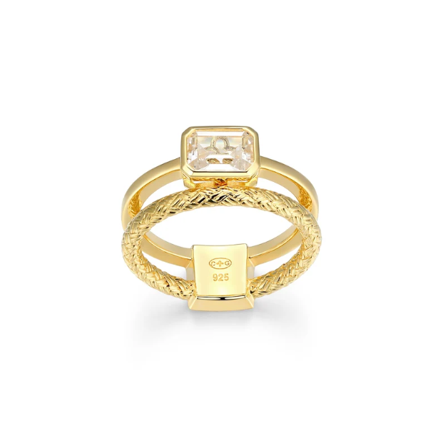 Gold Plated Dual-Band Created White Sapphire Original Mesh Ring Size 6 Blocher Jewelers Ellwood City, PA