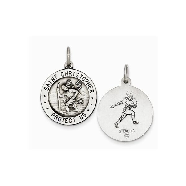 Silver St. Christopher Medal (Football) Blocher Jewelers Ellwood City, PA