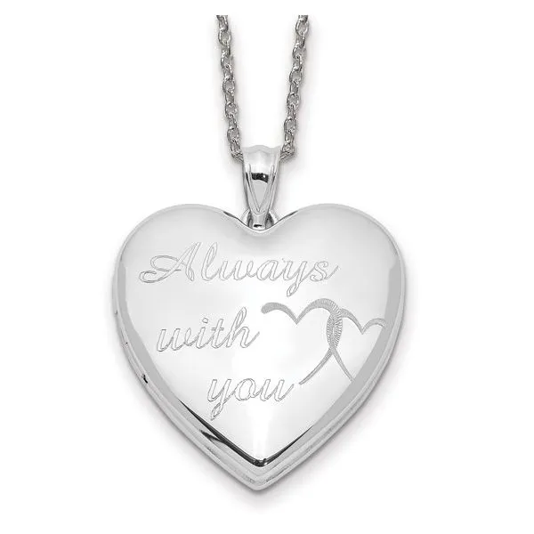 Sterling Silver Rhodium-plated Always You Ash Holder Heart Locket Necklace Charm Blocher Jewelers Ellwood City, PA