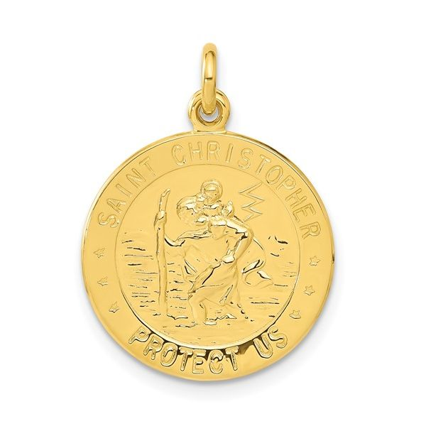 Sterling Silver 24k Gold-plated Football St. Christopher Medal Blocher Jewelers Ellwood City, PA