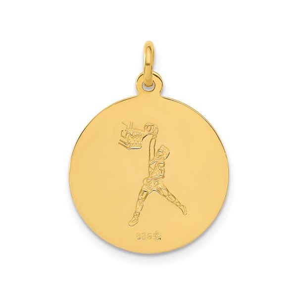 Sterling Silver 24k Gold-plated Basketball St. Christopher Medal Pendant Image 2 Blocher Jewelers Ellwood City, PA