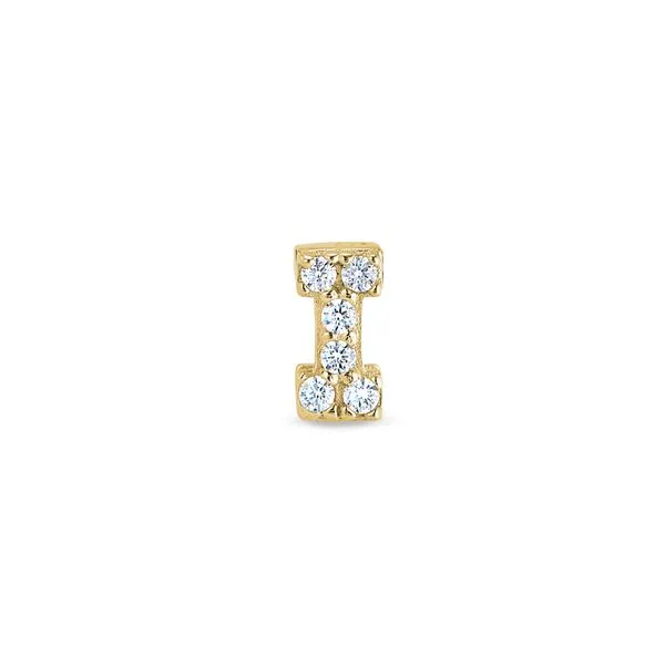 Gold Finish Sterling Silver Micropave I Initial Charm with Simulated Diamonds Blocher Jewelers Ellwood City, PA