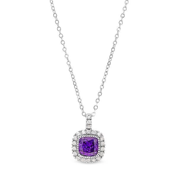 Sterling Silver Micropave Simulated Amethyst Necklace Blocher Jewelers Ellwood City, PA