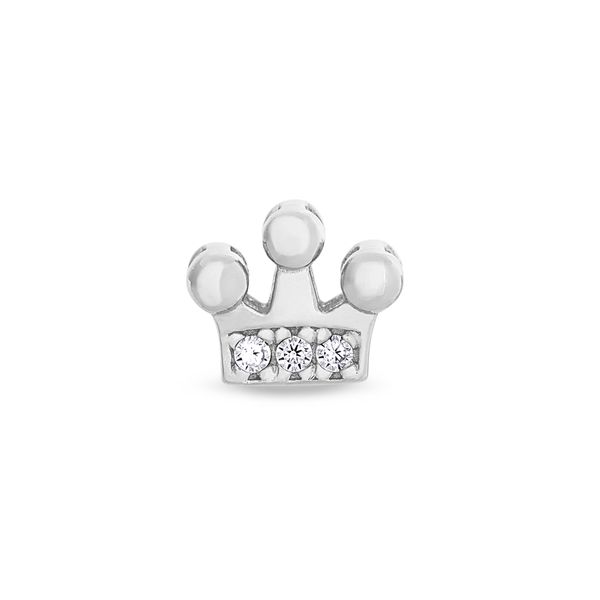 Platinum Finish Sterling Silver Crown Charm with Simulated Diamonds Blocher Jewelers Ellwood City, PA