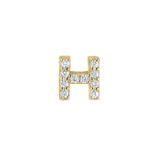 Gold Finish Sterling Silver Micropave H Initial Charm with Simulated Diamonds Blocher Jewelers Ellwood City, PA
