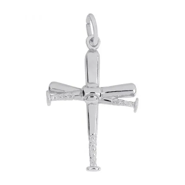 Sterling Silver Baseball Bat Cross Charm Blocher Jewelers Ellwood City, PA