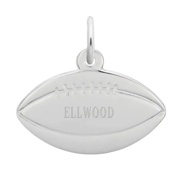 Flat Football Charm Sterling Silver, Engravable Blocher Jewelers Ellwood City, PA