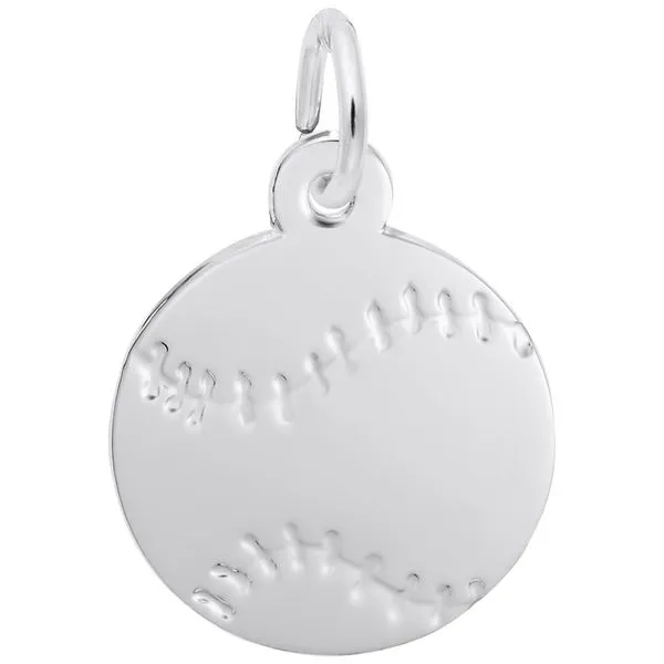 Sterling Silver Flat Baseball Charm Engravable Blocher Jewelers Ellwood City, PA